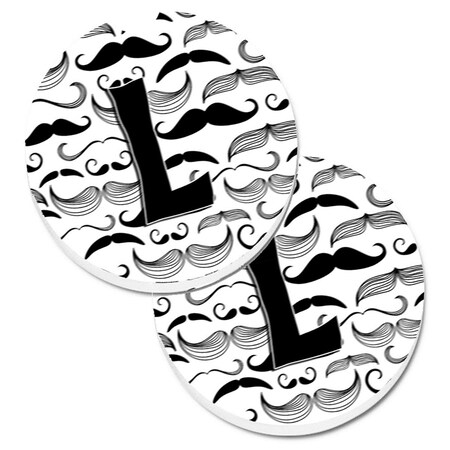 Carolines Treasures Letter L Moustache Initial Set of 2 Cup Holder Car Coaster CJ2009-LCARC